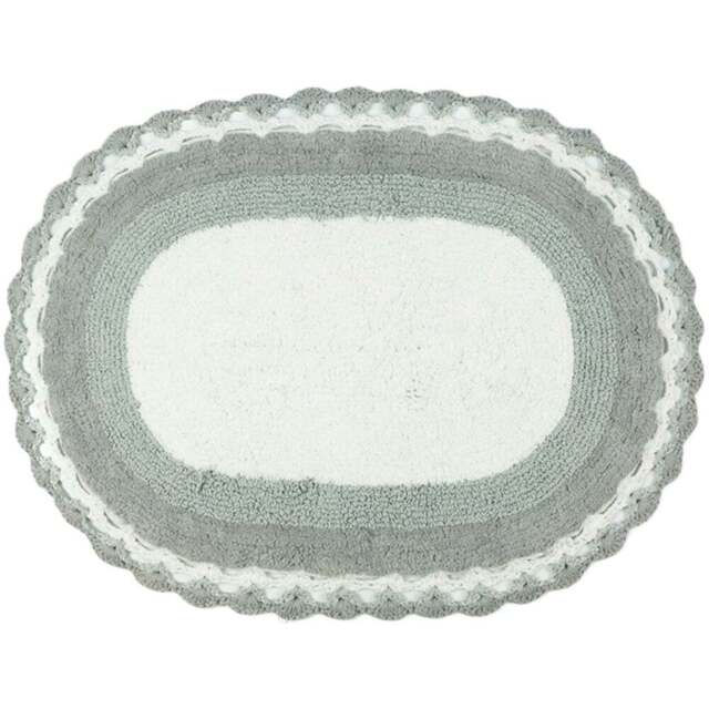 Allure Bath Fashions Grey Crochet Edged Reversible Bath Mat - Size: 50 x 80cm - Wilko - image 1
