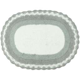 Allure Bath Fashions Grey Crochet Edged Reversible Bath Mat - Size: 50 x 80cm - Wilko