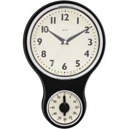 Acctim Kitchen Time Black Clock and Timer - Size: 5.5 x 19.5 x 30cm - Wilko