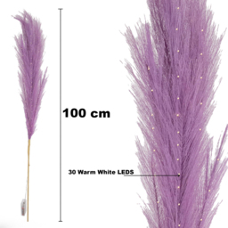 Shatchi Pre Lit Pampas Grass 100cm - Size: 100 x 8 x 8cm - Purple - Wilko - thumbnail 6