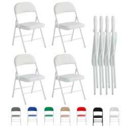 Set of 4 White Padded Folding Metal Dining Chairs - MCC - Wilko - thumbnail 3