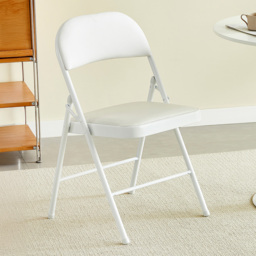 Set of 4 White Padded Folding Metal Dining Chairs - MCC - Wilko