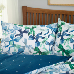 Deyongs Bows Double Blue Reversible Duvet Set - Wilko - thumbnail 3