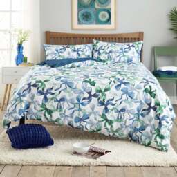 Deyongs Bows Double Blue Reversible Duvet Set - Wilko - thumbnail 1