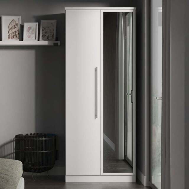 Crowndale Sherwood 2 Door Porcelain Matt Wardrobe - White - Wilko - image 1