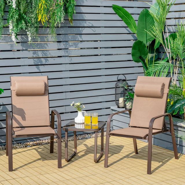 Costway 2 Seater Patio Bistro Set Brown - Size: 87.5 x 73 x 32cm - Wilko - image 1