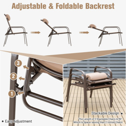Costway 2 Seater Patio Bistro Set Brown - Size: 87.5 x 73 x 32cm - Wilko - thumbnail 6