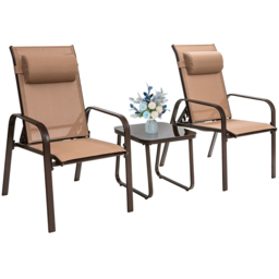 Costway 2 Seater Patio Bistro Set Brown - Size: 87.5 x 73 x 32cm - Wilko - thumbnail 4