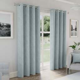 Enhanced Living Austin Blue Plain Thermal Blackout Eyelet Curtains 117 x 137cm - Size: W 117 x D 137cm - Wilko