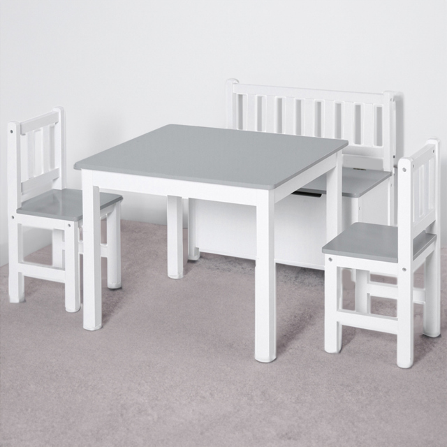 HOMCOM kids Table And Chairs Set Grey - Size: 48 x 50 x 60cm - Wilko - image 1