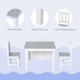 HOMCOM kids Table And Chairs Set Grey - Size: 48 x 50 x 60cm - Wilko - thumbnail 6