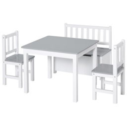 HOMCOM kids Table And Chairs Set Grey - Size: 48 x 50 x 60cm - Wilko - thumbnail 3