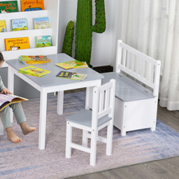 HOMCOM kids Table And Chairs Set Grey - Size: 48 x 50 x 60cm - Wilko - thumbnail 4