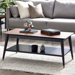 Julian Bowen Findlay Walnut and Black Coffee Table - Size: 60 x 110 x 45cm - Brown - Wilko - thumbnail 1