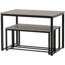 Seconique Lincoln 4 Seater Dining Bench Set Stone Effect and Black - Wilko - thumbnail 4
