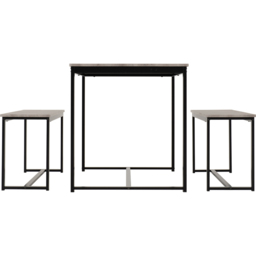 Seconique Lincoln 4 Seater Dining Bench Set Stone Effect and Black - Wilko - thumbnail 6