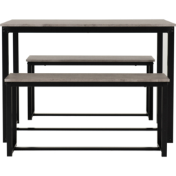 Seconique Lincoln 4 Seater Dining Bench Set Stone Effect and Black - Wilko - thumbnail 5