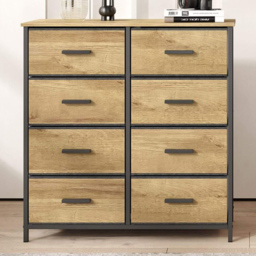 Home Source Saronno 8 Drawer Compact Modern Storage Cabinet - Size: 82.2 x 80 x 30cm - Brown - Wilko