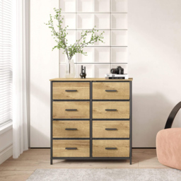 Home Source Saronno 8 Drawer Compact Modern Storage Cabinet - Size: 82.2 x 80 x 30cm - Brown - Wilko - thumbnail 5