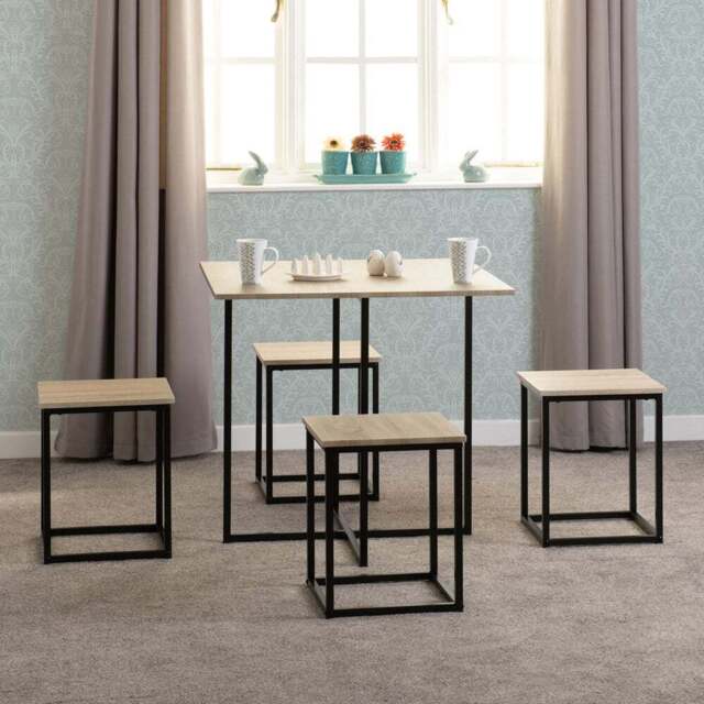 Seconique Kent 4 Seater Dining Set Sonoma Oak and Black - Brown - Wilko - image 1