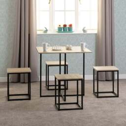 Seconique Kent 4 Seater Dining Set Sonoma Oak and Black - Brown - Wilko