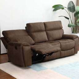 Cancun 3 Seater Brown Manual Recliner Sofa - Wilko - thumbnail 1