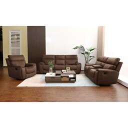Cancun 3 Seater Brown Manual Recliner Sofa - Wilko - thumbnail 4