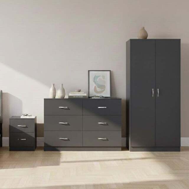 Vida Designs Riano Grey 3 Piece Bedroom Furniture Set - Wilko - image 1