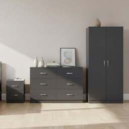 VIDA DESIGNS Riano Grey 3 Piece Bedroom Furniture Set - Wilko