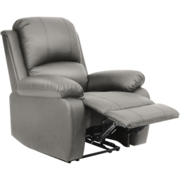 Brooklyn Light Grey Bonded Leather Manual Recliner Chair - Size: Single - Wilko - thumbnail 3