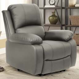 Brooklyn Light Grey Bonded Leather Manual Recliner Chair - Size: Single - Wilko