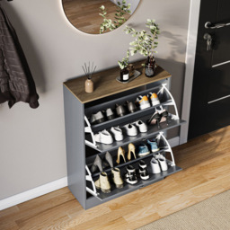 VIDA DESIGNS 2 Drawer Grey and Oak Effect Shoe Cabinet - Size: 80 x 58 x 23.5cm - Grey & Oak - Wilko - thumbnail 5
