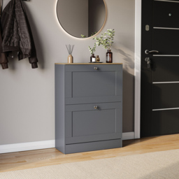 VIDA DESIGNS 2 Drawer Grey and Oak Effect Shoe Cabinet - Size: 80 x 58 x 23.5cm - Grey & Oak - Wilko - thumbnail 6