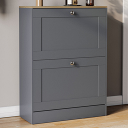 VIDA DESIGNS 2 Drawer Grey and Oak Effect Shoe Cabinet - Size: 80 x 58 x 23.5cm - Grey & Oak - Wilko - thumbnail 1
