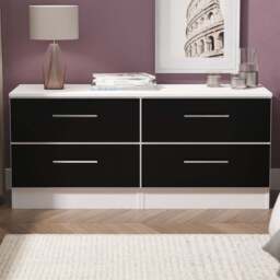 Crowndale Worcester 4 Drawer Matt Black and White Bed Box Ready Assembled - Size: 51 x 110 x 39cm - Black Matt & White - Wilko - thumbnail 1