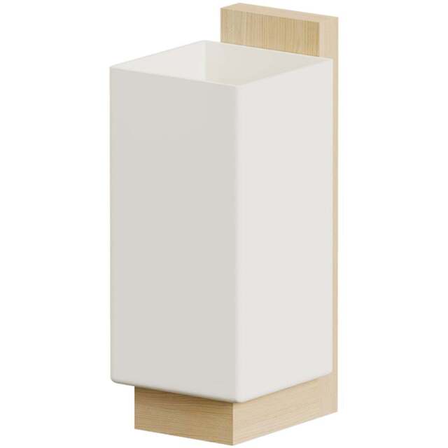 Living and Home White Glass Shade Natural Wood E27 Wall Lamp - Size: 24.8 x 10 x 12cm - White + Natural - Wilko