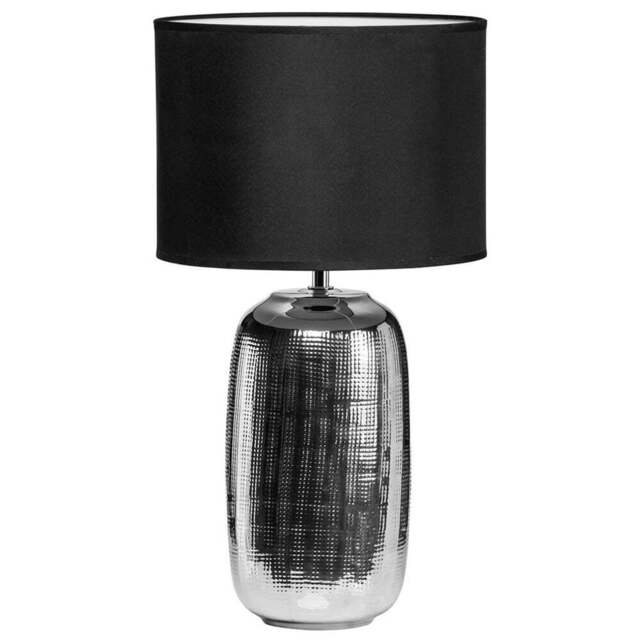 Premier Housewares Hammered Effect Ceramic Base Table Lamp - Size: 25 x 25 x 46cm - Silver - Wilko - image 1