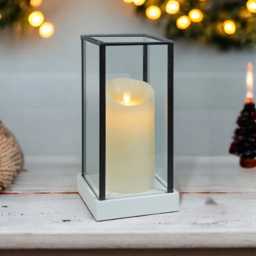 Xmas Haus Hurricane Large Glass Candle Holder with LED Candle - Size: 240 x 110 x 110cm - Black - Wilko - thumbnail 4