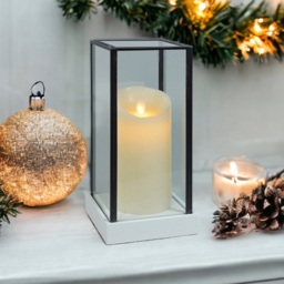 Xmas Haus Hurricane Large Glass Candle Holder with LED Candle - Size: 240 x 110 x 110cm - Black - Wilko - thumbnail 3