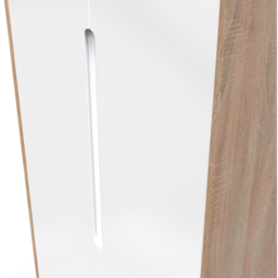 Crowndale Monaco 2 Door White Gloss and Bardolino Oak Tall Wardrobe Ready Assembled - White Gloss & Bardolino Oak - Wilko - thumbnail 7