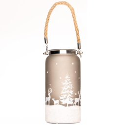 Shatchi Winter Forest Scene Decorated Christmas Jar Lantern 23cm - Size: 23 x 14 x 2.6cm - Silver - Wilko - thumbnail 3