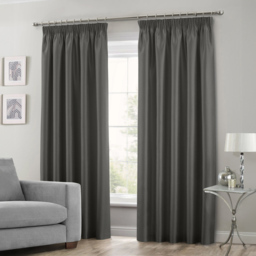 Intimates Faux Silk Charcoal Curtains 168 x 229cm - Size: W 168 x D 229cm - Grey - Wilko