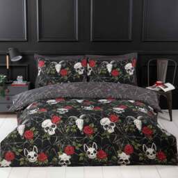 Rapport Home Skulls and Roses Single Multicolour Microfibre Duvet Set - Wilko