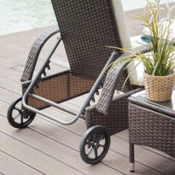 Outsunny Set of 2 Brown Rattan Patio Chaise Lounge Set - Size: 56 x 73 x 200cm - Wilko - thumbnail 5