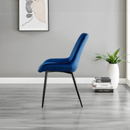 Furniturebox Copeland Cesano Marble Effect 2 Seater Dining Set White Navy and Black - Blue - Wilko - thumbnail 4
