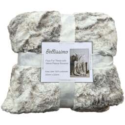 Bellissimo Marble Faux Fur Throw 200 x 220cm - Grey - Wilko