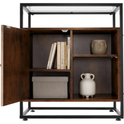 tectake Dark Wood Glass Tabletop Coventry Sideboard - Size: 80.5 x 38 x 70cm - Brown - Wilko - thumbnail 4