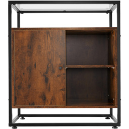 tectake Dark Wood Glass Tabletop Coventry Sideboard - Size: 80.5 x 38 x 70cm - Brown - Wilko - thumbnail 5