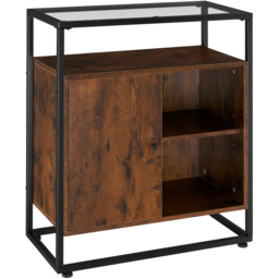 tectake Dark Wood Glass Tabletop Coventry Sideboard - Size: 80.5 x 38 x 70cm - Brown - Wilko - thumbnail 3