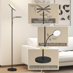 HOMCOM 2 Way Black Floor Lamp with 4 Scene Modes - Size: 12.5 x 32.5 x 40.5cm - Wilko - thumbnail 5